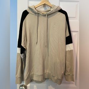 H&M Beige Hoodie with Black and White Colorblock
